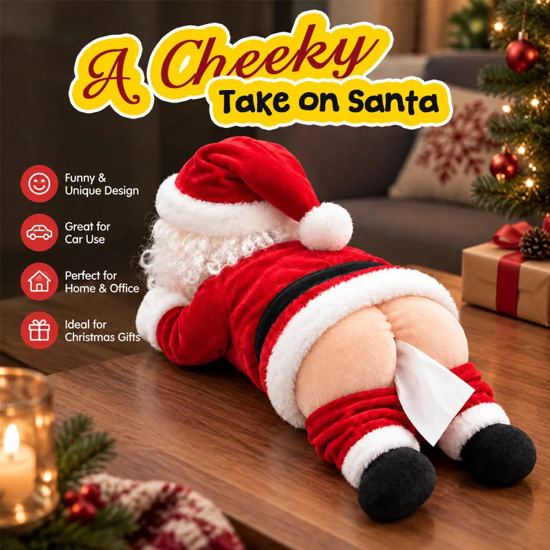 🎅 Funny Santa Butt Tissue Box – Hilarious Christmas Decoration & Novelty Gift for Holiday Laughs 😂