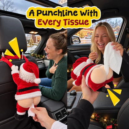 🎅 Funny Santa Butt Tissue Box – Hilarious Christmas Decoration & Novelty Gift for Holiday Laughs 😂