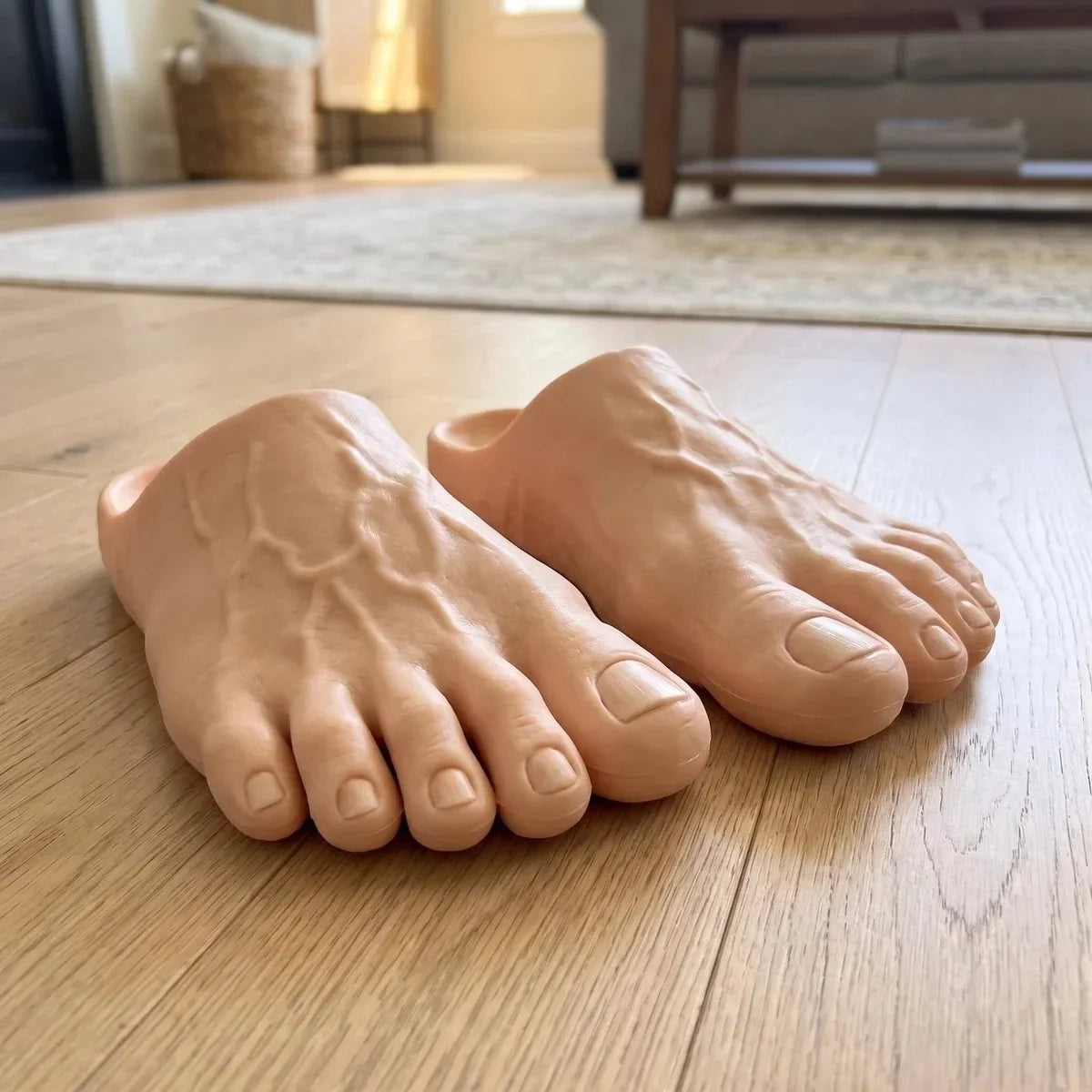 🔥 Last Day 49% OFF 🔥 Barefoot Prank Slippers – Hilarious Realistic Barefoot Illusion Slippers | Funny Gag Gift 😂