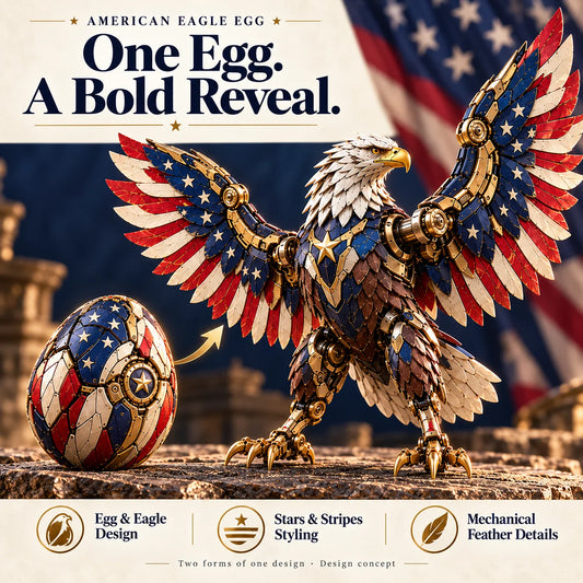 🇺🇸🔥 Last Day 49% Off – Patriotic Eagle Transforming Egg, Mechanical American Eagle Figure with Striking Red, White & Blue Details 🦅