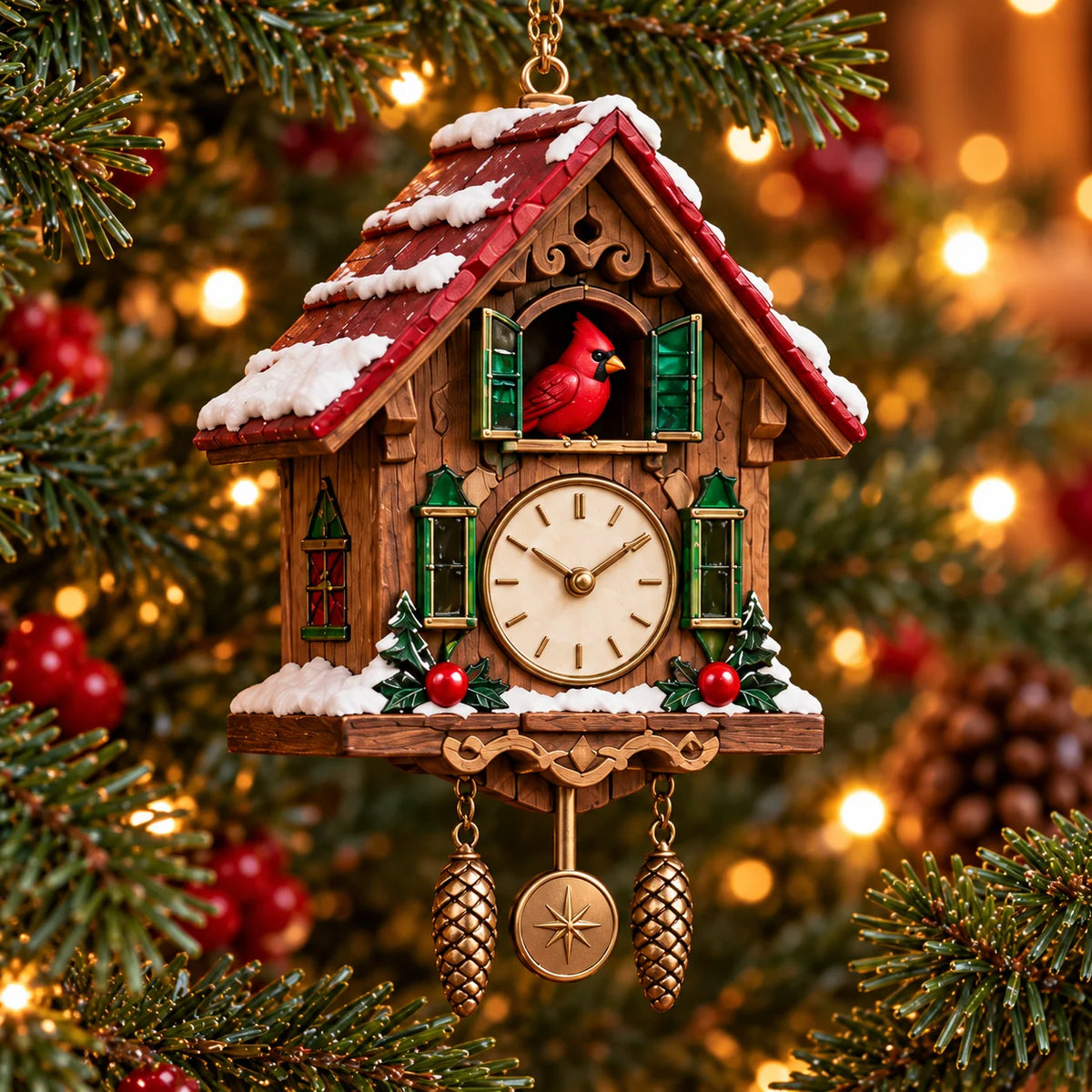 🕰️ 2026 Christmas Cuckoo Clock Ornaments – Set Of 6 Vintage Holiday Keepsakes