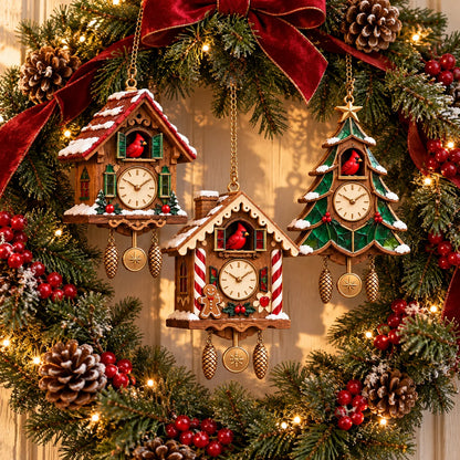 🕰️ 2026 Christmas Cuckoo Clock Ornaments – Set Of 6 Vintage Holiday Keepsakes