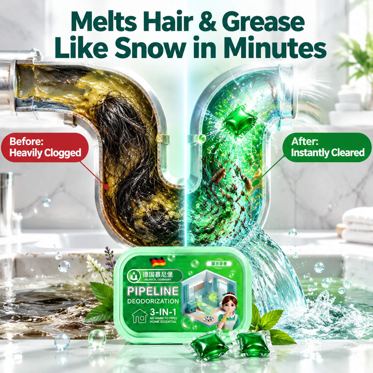 Bio-Enzyme Drain Cleaning Pods – Odor Control & Pipe Care for Kitchen, Bathroom & Toilet