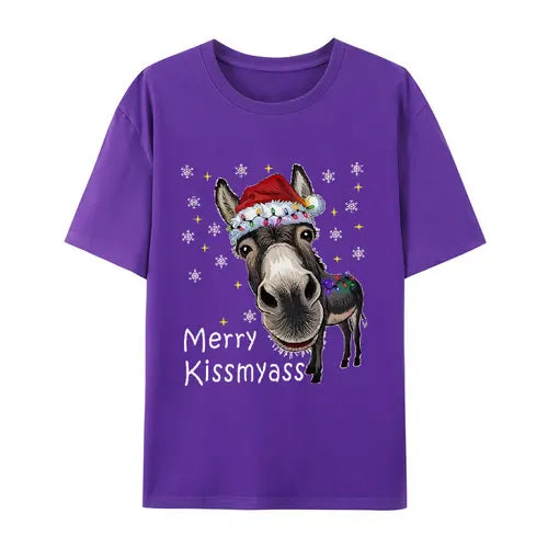 🎄 Funny Donkey Merry Kissmyass Christmas T-Shirt