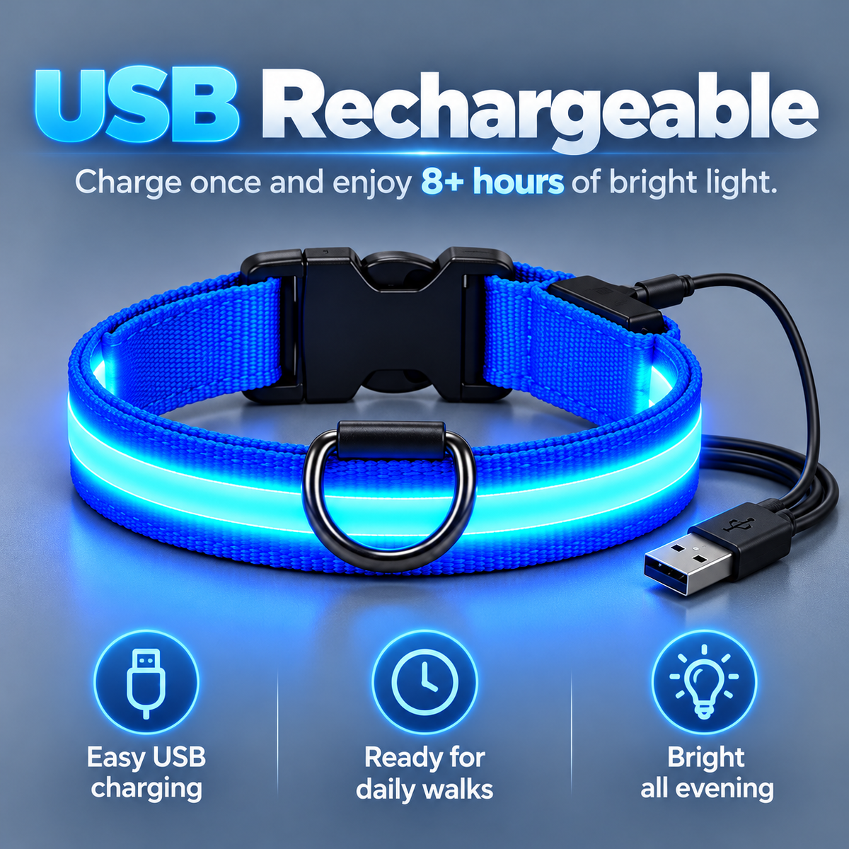 💡✨Rechargeable LED Dog Harness & Collar🐕‍🦺Light-Up Night Walking Gear