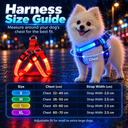 💡✨Rechargeable LED Dog Harness & Collar🐕‍🦺Light-Up Night Walking Gear
