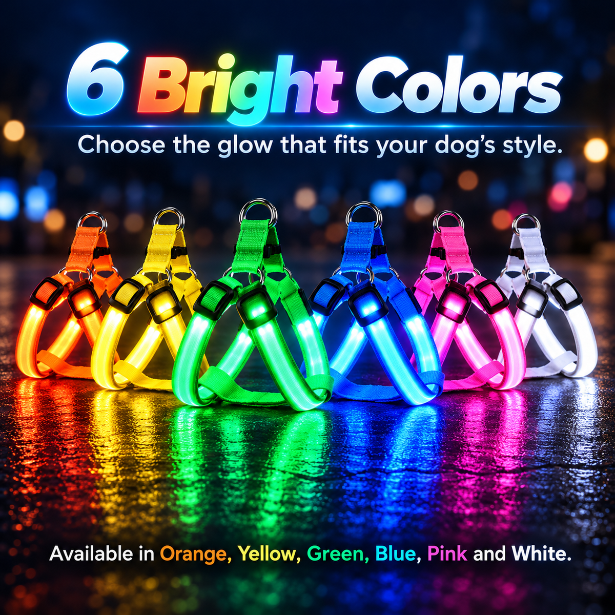 💡✨Rechargeable LED Dog Harness & Collar🐕‍🦺Light-Up Night Walking Gear