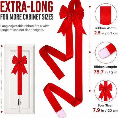 🎄Christmas Cabinet Bow & Ribbon Decor Set – Red & Green Holiday Kitchen Decorations