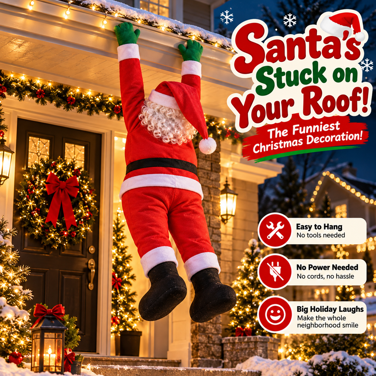 🎅❄️ Santa's Christmas Mishap™ – Giant Outdoor Santa Decoration, Family Holiday Fun & Memorable Christmas Moments 🏡🎄