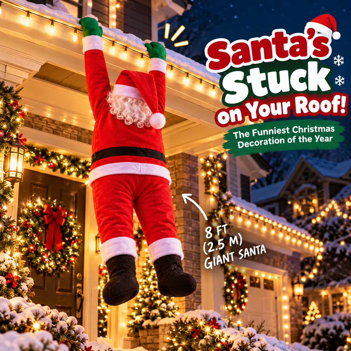 🎅❄️ Santa's Christmas Mishap™ – Giant Outdoor Santa Decoration, Family Holiday Fun & Memorable Christmas Moments 🏡🎄