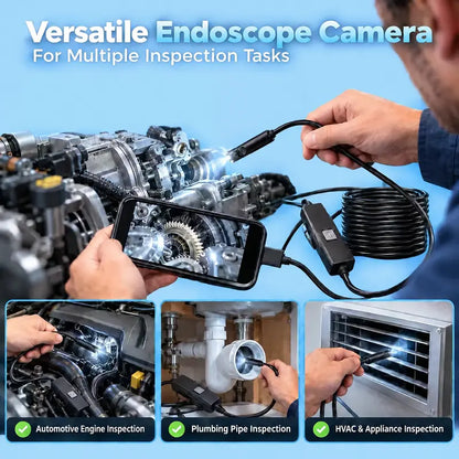 🔍 📱1920×1440 HD Endoscope Camera – 3.5M Semi-Rigid Cable, 8 Adjustable LED Lights & IP67 Waterproof Probe