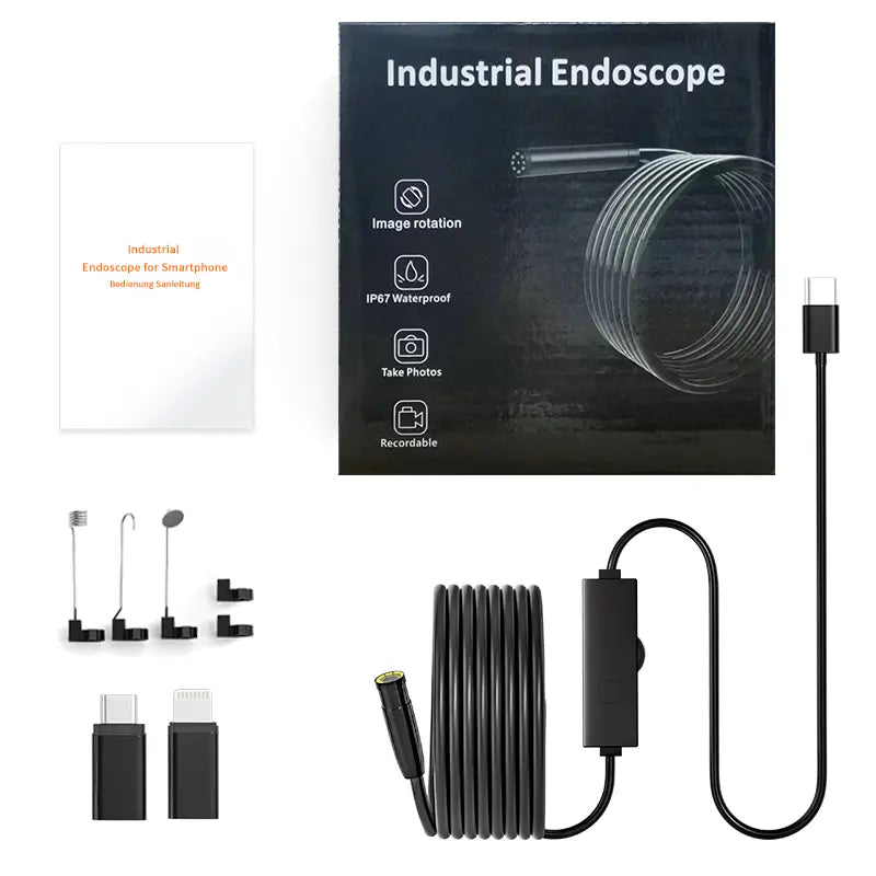 🔍 📱1920×1440 HD Endoscope Camera – 3.5M Semi-Rigid Cable, 8 Adjustable LED Lights & IP67 Waterproof Probe