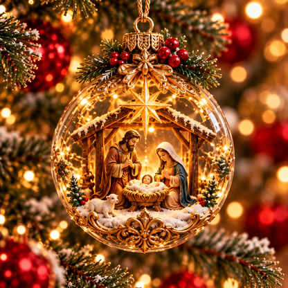 🎄✨ Christmas Worlds Collection – Skiing, Cardinal, Western, Rock Santa & Nativity 3D Tree Ornaments 🎁