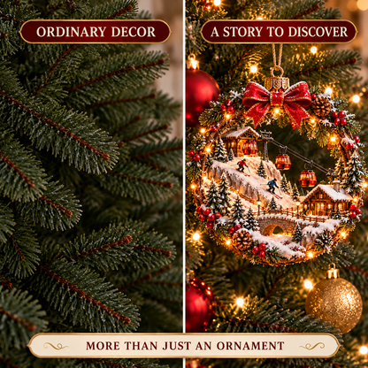 🎄✨ Christmas Worlds Collection – Skiing, Cardinal, Western, Rock Santa & Nativity 3D Tree Ornaments 🎁