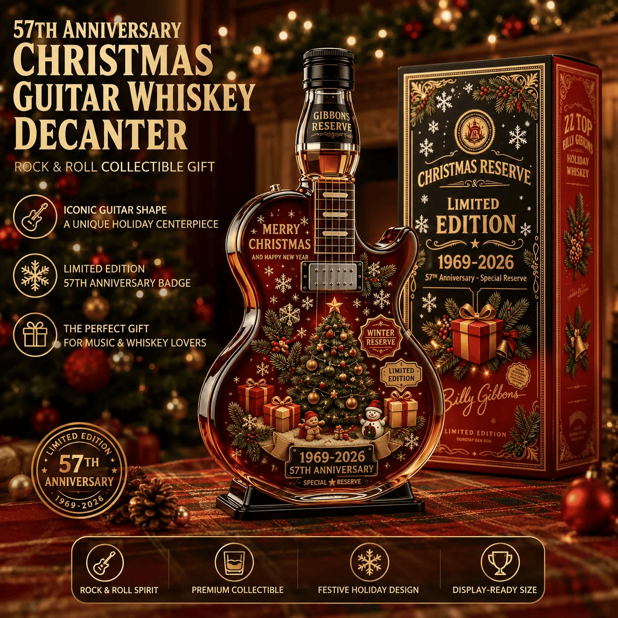 Rockin’ Christmas Guitar Collector Display – 1969‑2026 Anniversary Edition