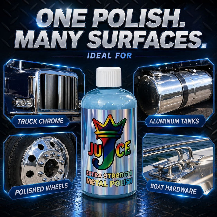 Metal polish for truck chrome aluminum tanks wheels and boat hardware