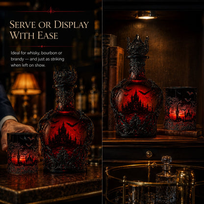 🔥New Arrival Limited Time Offer🦇🍺Gothic Vampire Castle Whisky Decanter & Tumbler