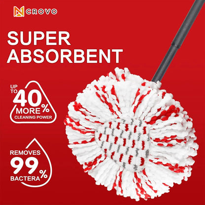 3-Pack Spin Mop Replacement Heads – Microfiber with Built-In Scrub Pads