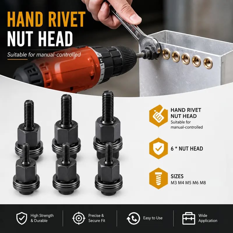 🏆LAST DAY SALE 49% OFF🛠️Head Rivet Nut Tool, M3 M4 M5 M6 M8 Rivnut Kit,Carbon Steel Rivnut Set
