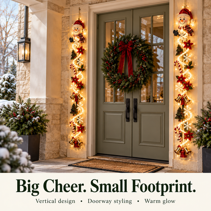 🎄 Lighted Christmas Door Hanger | 6 Festive Designs with Warm LED Glow & 3D Holiday Details