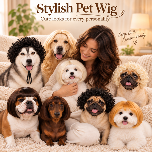 🐾 Stylish Pet Wig – Cute Bob Hairstyle for Photos, Parties & Everyday Fun