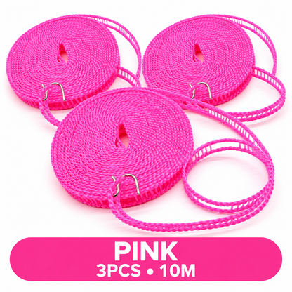 🔥Hot Sale - 50% OFF🔥 3-Pack Adjustable Windproof Clothesline with Hooks