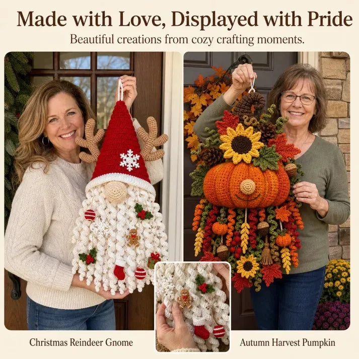 🧶 DIY Seasonal 3D Crochet Door Hanger Kit – Complete Yarn, Accessories & Step-by-Step Instructions