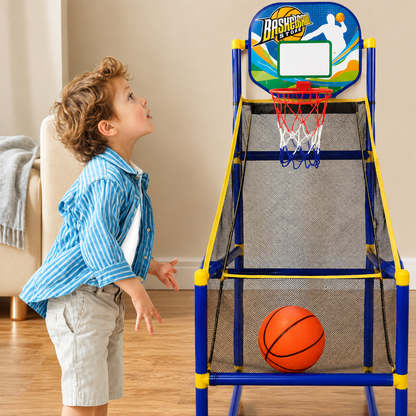🏀 50% OFF! Kids‘ Indoor Basketball Arcade Game – Auto ball return, sturdy & safe. 4 balls + pump included. Quick setup, endless fun! 🧒💨