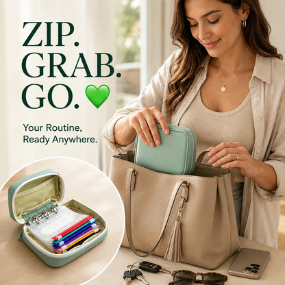 ✨2‑Week Pill Organizer Binder Case | 14 Reusable Color‑Coded Pill Pouch💊 Travel Waterproof Medication Storage Bag for Vitamins Supplements