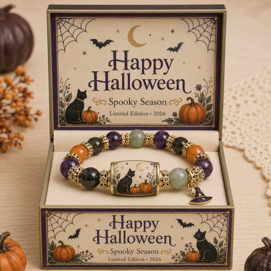 👻Limited Edition 2026 Halloween Black Cat Pumpkin Beaded Bracelet Gift Set🎁