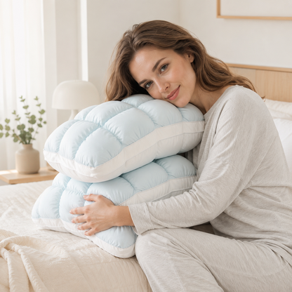 Cooling Puff Grid Pillow – Ultra Soft Ice-Silk Sleeping Pillow