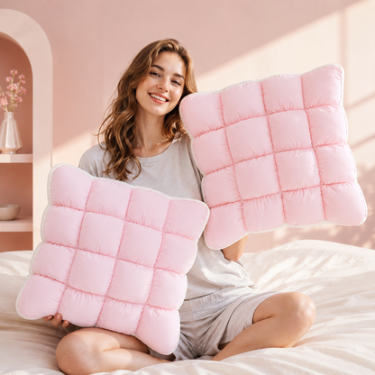 Cooling Puff Grid Pillow – Ultra Soft Ice-Silk Sleeping Pillow