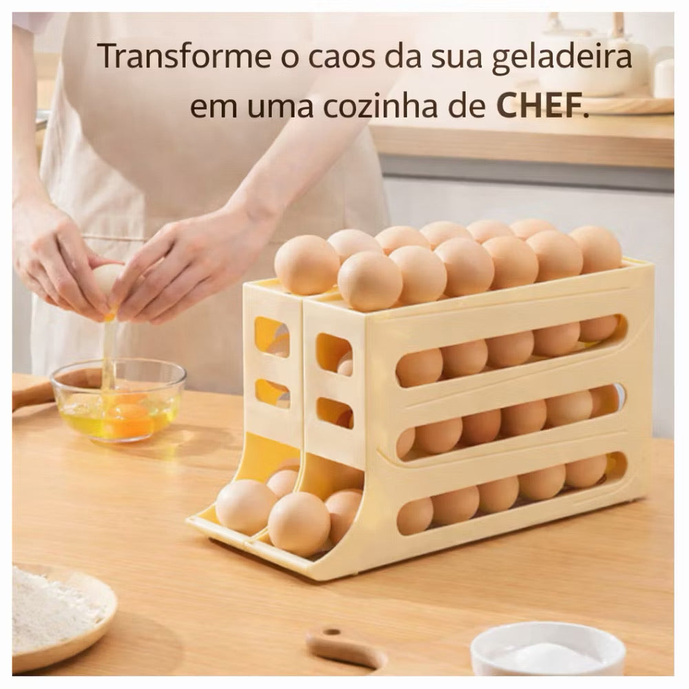 Porta Ovos 4 Andares Deslizante – Organize sua Geladeira  🥚✨