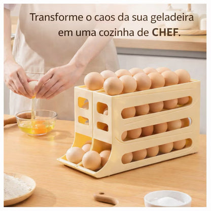Porta Ovos 4 Andares Deslizante – Organize sua Geladeira  🥚✨