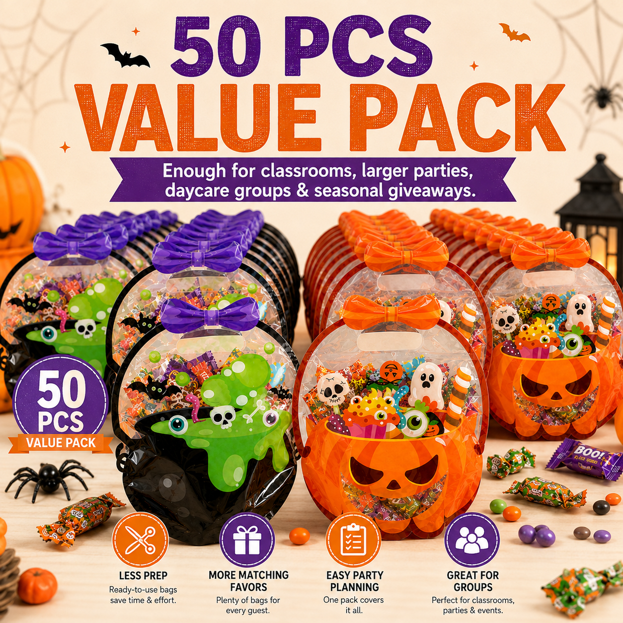 50Pcs（Pumpkin+Witch’s Brew Cauldron）
