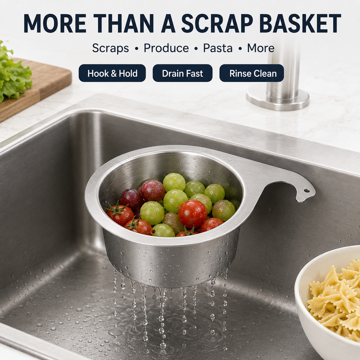 Hanging Sink Drain Basket – Catch Scraps & Help Reduce Clogs