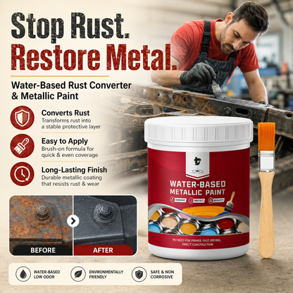🛡️ Water-Based Rust Converter & Metallic Paint – Stop Rust. Restore Metal.