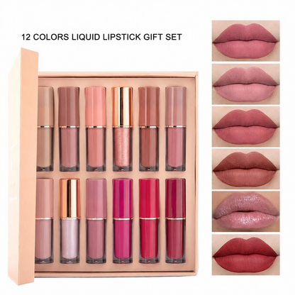 12-Color Liquid Lipstick Gift Set: Vibrant Shades & Long-Lasting Wear