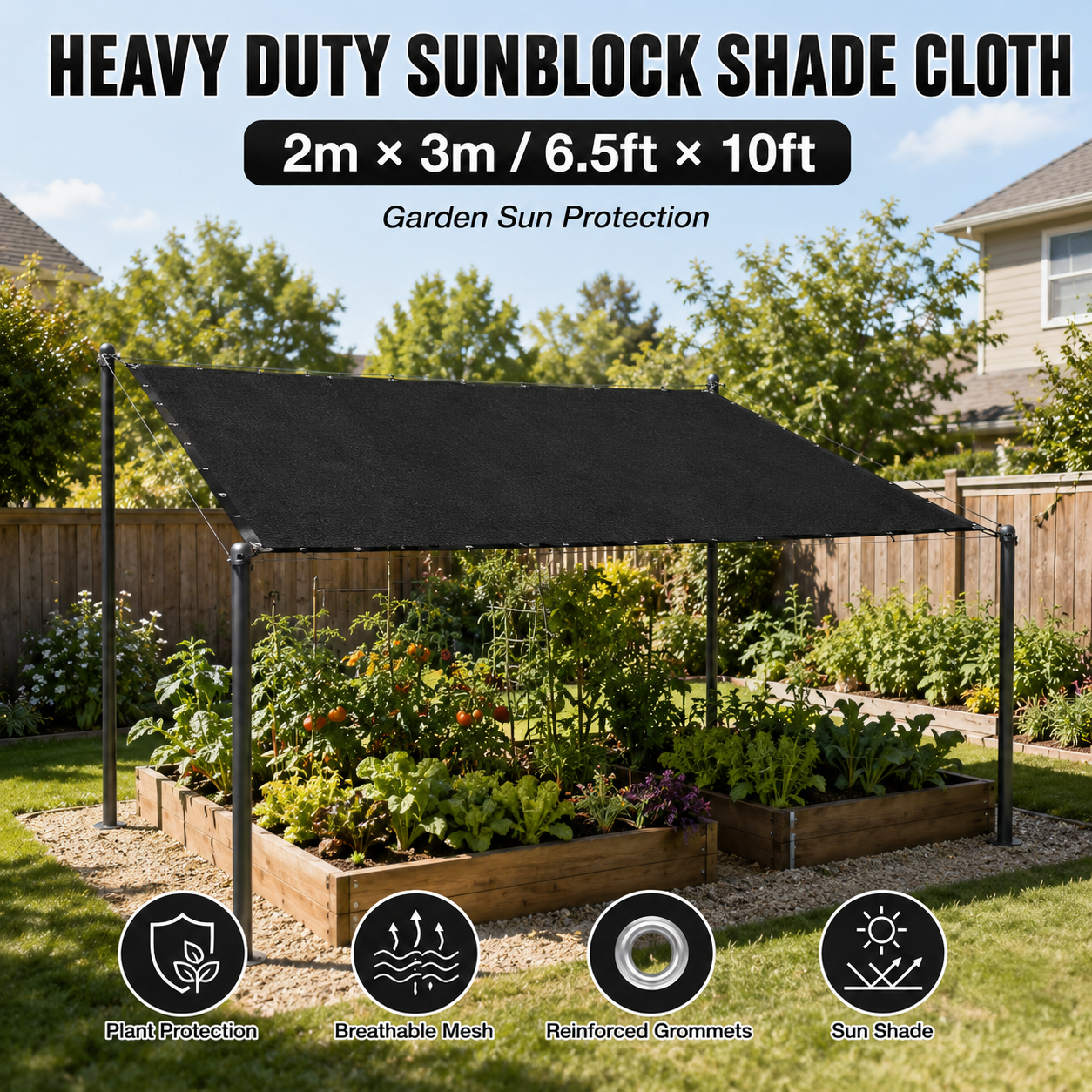 Heavy Duty Sunblock Shade Cloth for Patios, Gardens & Driveways