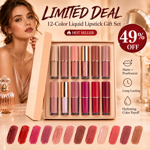 12-Color Liquid Lipstick Gift Set: Vibrant Shades & Long-Lasting Wear