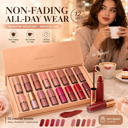 12-Color Liquid Lipstick Gift Set: Vibrant Shades & Long-Lasting Wear