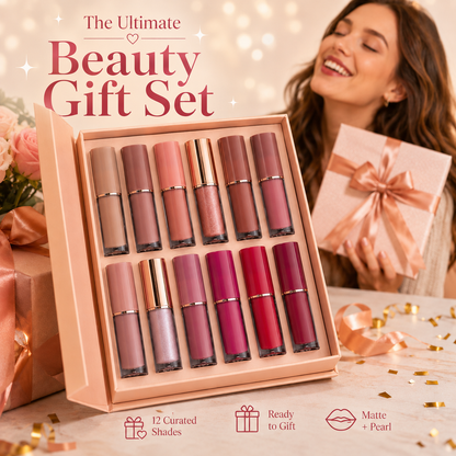 12-Color Liquid Lipstick Gift Set: Vibrant Shades & Long-Lasting Wear