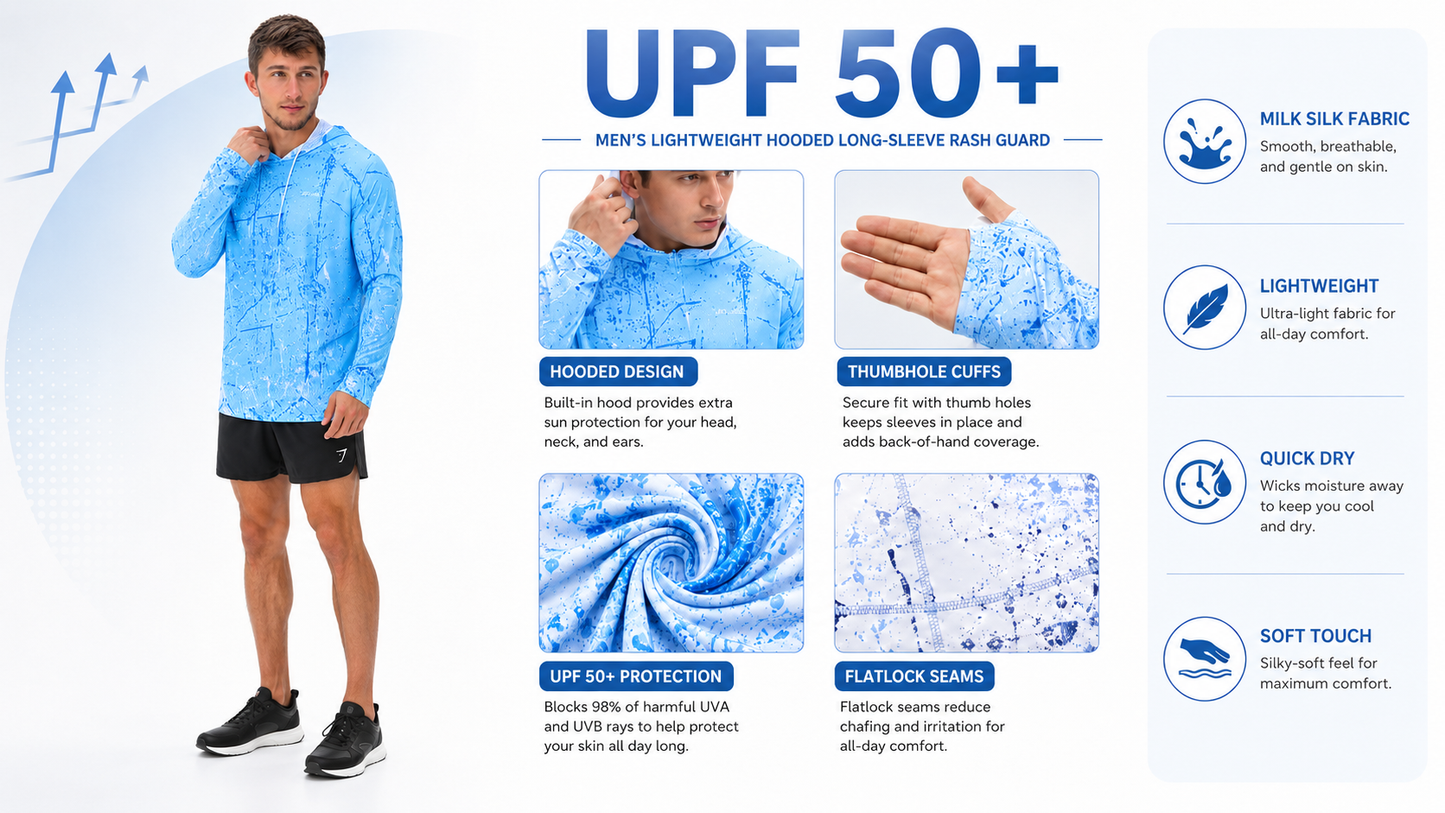 🎁55% OFF Today  Men’s UPF 50+ Swim & Outdoor Sun Hoodie