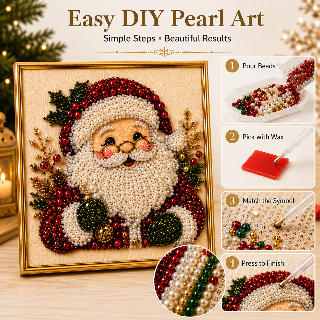 🧘Relaxing & Beginner-Friendly - 🎨💎DIY Christmas Pearl Diamond Art Kit