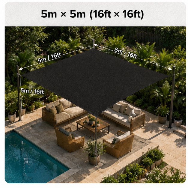 Heavy Duty Sunblock Shade Cloth for Patios, Gardens & Driveways