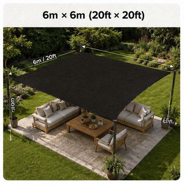 6m × 6m (20ft × 20ft)