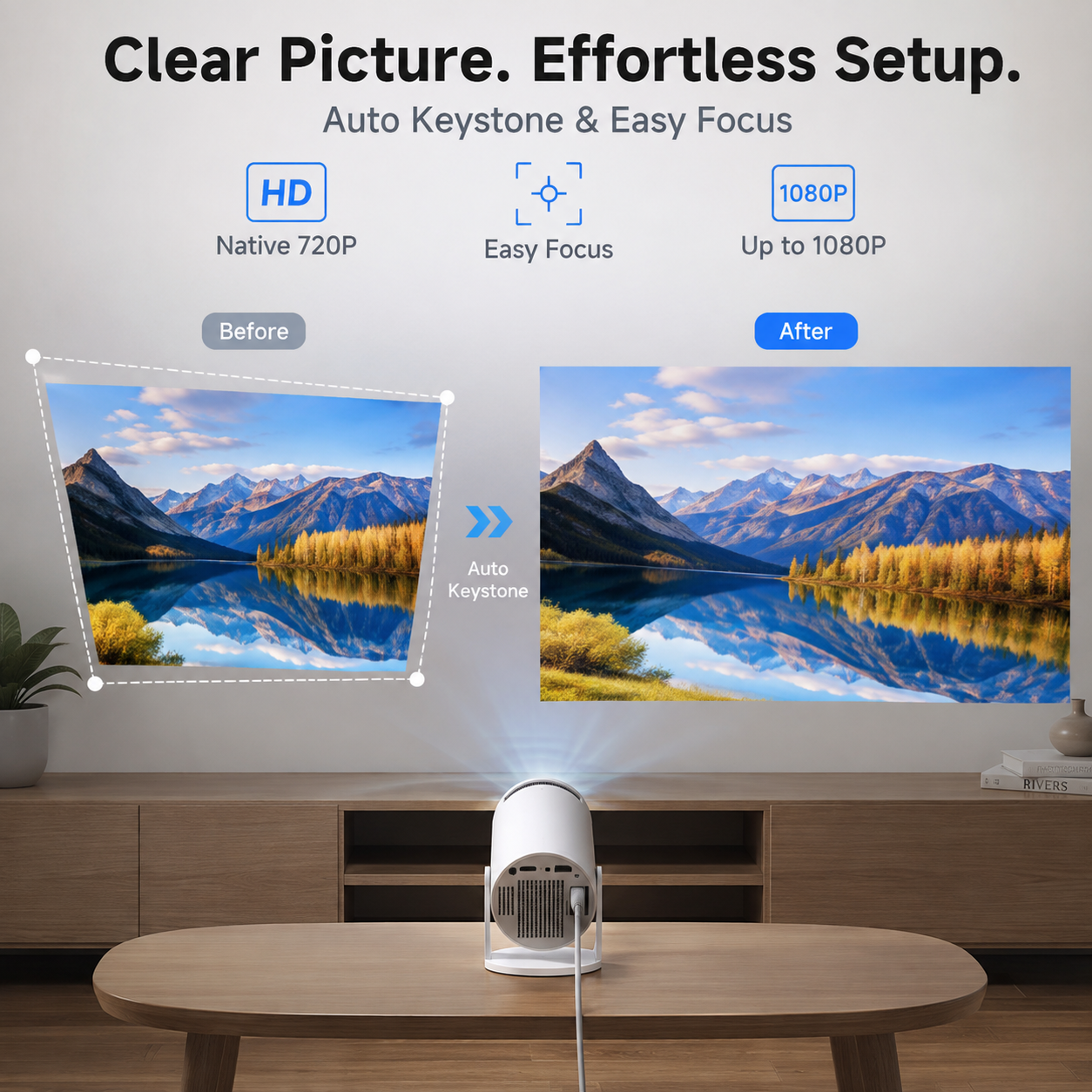 🔥Limited-Time Sale | Portable 4K Mini Projector – WiFi 6, Bluetooth 5.2 & 180° Rotation