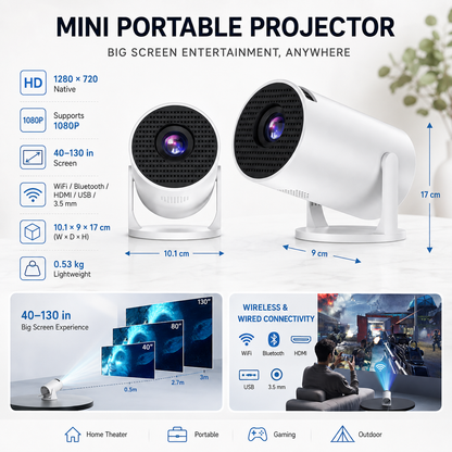 🔥Limited-Time Sale | Portable 4K Mini Projector – WiFi 6, Bluetooth 5.2 & 180° Rotation