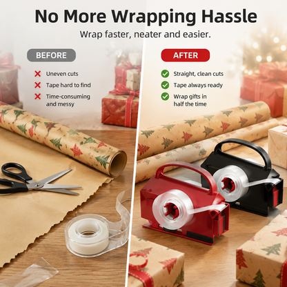 🔥Last Day 50% OFF🎁 2-in-1 Wrapping Paper Cutter & Tape Dispenser – Faster Gift Wrapping Tool