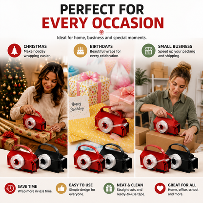🔥Last Day 50% OFF🎁 2-in-1 Wrapping Paper Cutter & Tape Dispenser – Faster Gift Wrapping Tool
